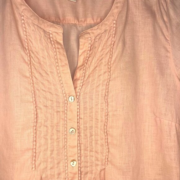 J Jill Linen Tunic Blouse Size MED Blush Pink Color Long Sleeves lagenlook - Picture 3 of 7